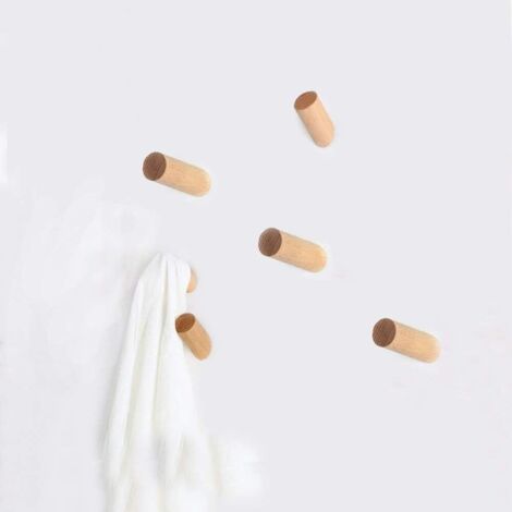 Patère en Bois 【Lot de 5】Écharpe Murale Naturelle Pour Vêtements, Chapeau et Sac, Cintres de Rangement, Porte-serviettes Décoration de Dhambre-BAOGELA