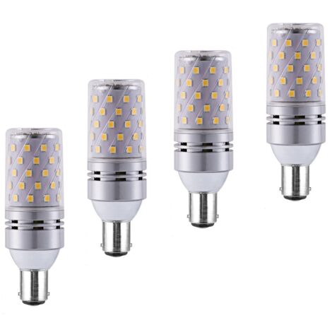 LED B15 de maïs Bulbs12W, 100W Incandescent équivalent, 1200lm, blanc chaud 3000K ampoules Chandelier, Bougie décorative Culot B15, lampe LED non graduables, Pack 4 [Classe énergétique A+]