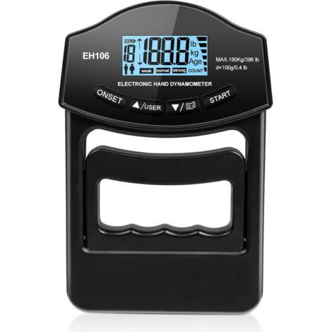 Jauge de force de la main numérique, dynamomètre à main noir, compteur de force de préhension électronique, appareil de mesure de la force de préhension, compteur de force d'entraînement de force de p (1/5)