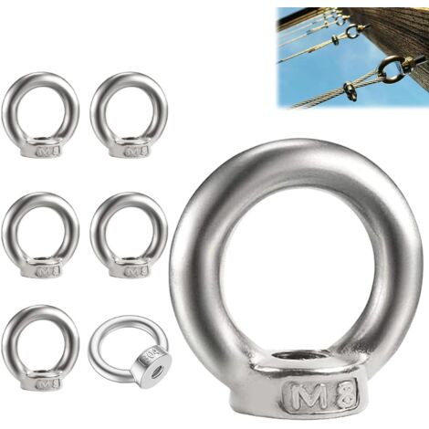 6 Pièces Écrous À Oeil, M8 Écrou à Oeil en Acier Inoxydable, M8 D'écrous À Anneau, M8 Écrou à Oeil, Anneau de Levage M8, Écrou à Oeil de Levage, Écrou à Anneau Bague (1/5)