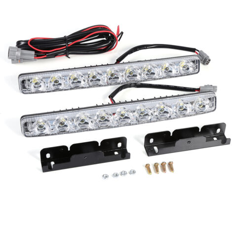 Jeffergarden 2pcs Blanc 9-LED Longue Bande Feux Diurnes DRL Voiture Brouillard Jour Conduite Lampe (1/4)