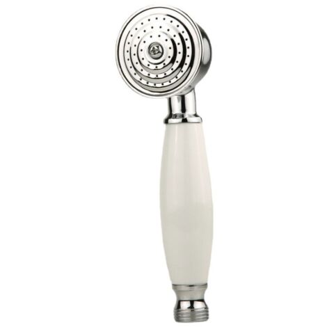 Serbia – Pommeau de douche rond anti-calcaire 5,5 cm – Poignée en céramique blanche – Compatible avec tuyaux standard 1/2' – Nettoyage facile