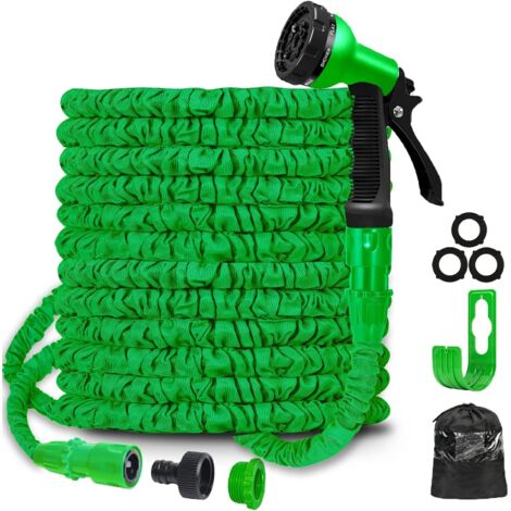 Tuyau d'arrosage extensible de 50 pieds avec 8 fonctions et pistolet pulvérisateur, tuyau d'arrosage extensible léger avec raccords de 3/4" et 1/2" pour l'arrosage du jardin. (1/4)