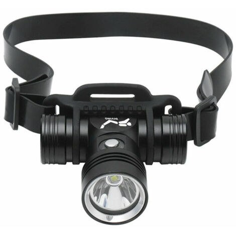 Tigrezy Lampe frontale de plongée  torche de plongée sous-marine rechargeable, phare sous-marin de plongée étanche IPX8