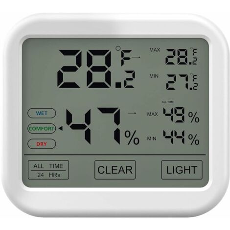 Thermomètre Hygromètre Intérieur avec Haute Précision, Numérique LCD Moniteur Température et Humidité, Indicateur du Niveau de Confort Idéal pour Chambres de Bébé, Maison, Cave, Frigo, Garage