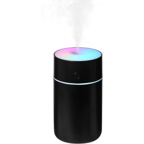 Mini humidificateur portable – Petit humidificateur personnel rechargeable à brume fraîche avec lumière d'ambiance colorée réglable pour voiture, chambre et bureau (Noir) (1/4)