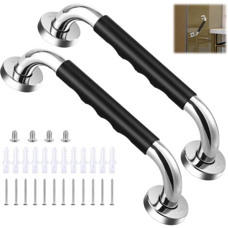 2 Pièces Poignée de Baignoire, 33 cm Antidérapante Barre d'appui de Salle de Bain, Barre d'Appui en Acier Inox Murale Poignée de Douche pour Personnes Âgées/Handicapées/Enfants/Enceinte