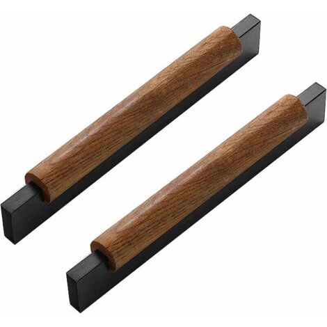 Serbia – Poignée de meuble 2 pièces – Poignées tiroirs en bois massif – Entraxe 160 mm – Résistante à la corrosion – Pour armoires et tiroirs (1/5)
