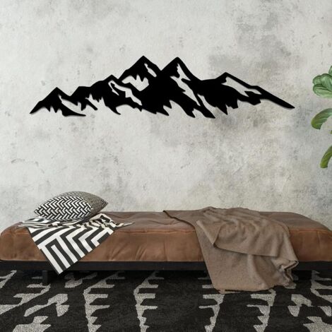 Serbia – Décoration murale en métal silhouette montagne 14/45CM – Découpe laser moderne – Pour salon, chambre, bureau – Design géométrique élégant