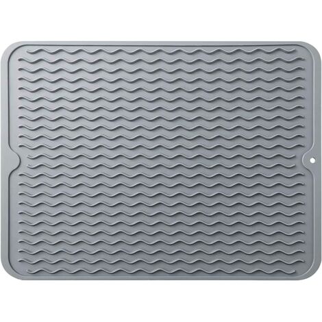 Tapis de séchage à vaiss, égouttoir à vaiss en silicone à séchage rapide, tapis de table pour accessoires de table de comptoir de cuisine, tapis de vidange de vaiss résistant à la chaleur et antidérap