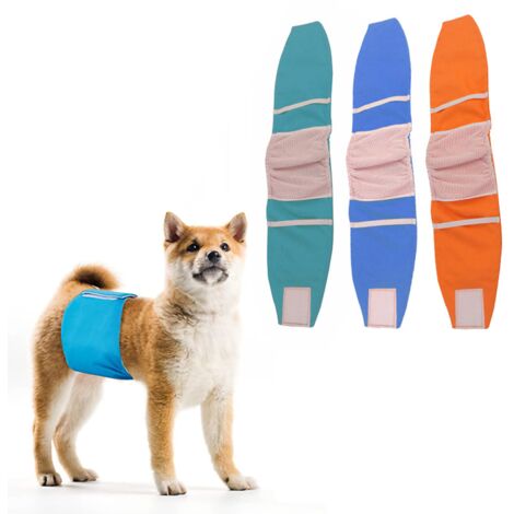 Couche Chien Male Lavable (Lot de 3) - Bandes réutilisables pour Chiens (Solid, M)