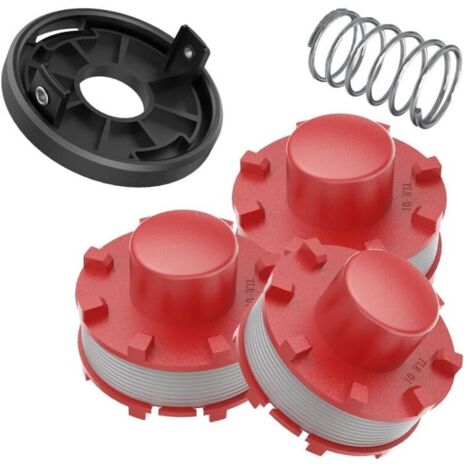 Bobines compatibles avec la débroussailleuse Einhell GE-CT 36/30Li E, remplacent les bobines de rechange Einhell 3405096 (3 bobines de rechange + 1 capuchon + 1 ressort).