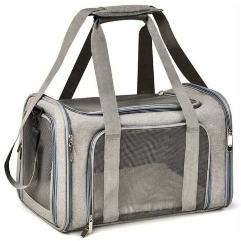 YMYNY Sac Transport Chat Chien, Caisse de Transport Pliable, Sac pour Animaux de Compagnie, Caisse de Transport Chat Respirant(L, Gris) (1/4)