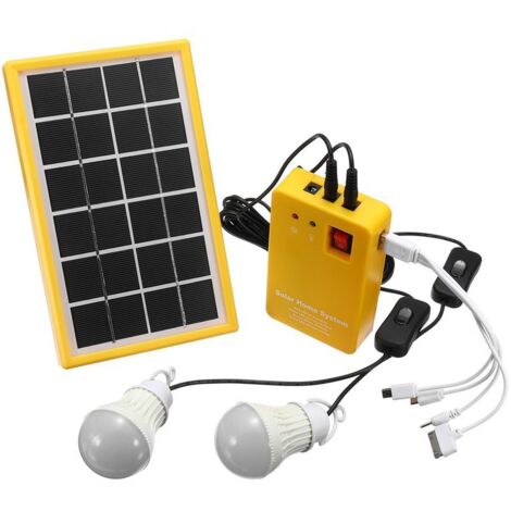 YMYNY Kit Chargeur Solaire 6V 3W + 3 LED Ampoules + USB Chargeur Panneau d'alimentation (1/4)