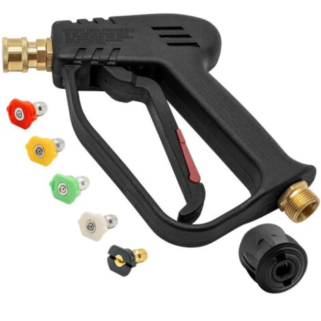 YMYNY Pistolet nettoyeur haute pression 4000 PSI avec 5 buses de pulvérisation interchangeables, pistolet de lavage à jet avec connexion rapide 1/4" et coupleur M22-14mm (1/5)