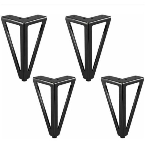 YMYNY Lot de 4 pieds de meubles de rechange en métal - Noir - 15 cm - Pour meubles, meubles, meubles, armoires, canapés, autres pieds de meubles. (15 cm, noir clair) (1/4)