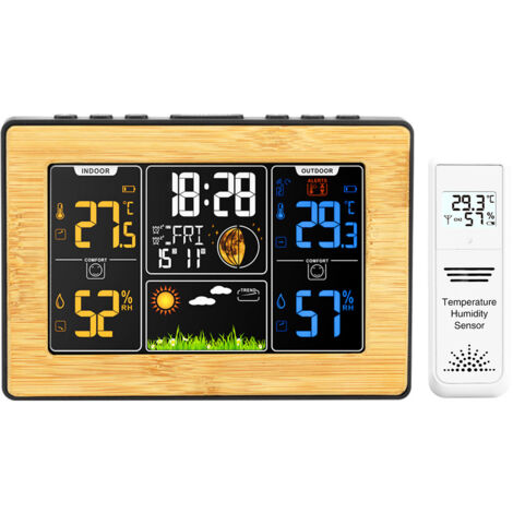 YMYNY Station météo sans Fil avec Capteur Extérieur Intérieur Extérieur Thermomètre Humidité Baromètre Horloge Météo (1/5)
