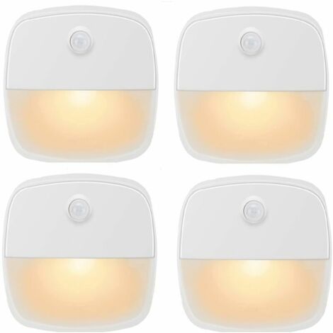 YMYNY Lumiere Détecteur de Mouvement Interieur, Lampe Detecteur de Mouvement Pile, Veilleuse LED automatiquel pour Chambre, Cuisine, Couloir, Escalier, Coffre-t (Blanc Chaud, Paquet de 4) (1/4)