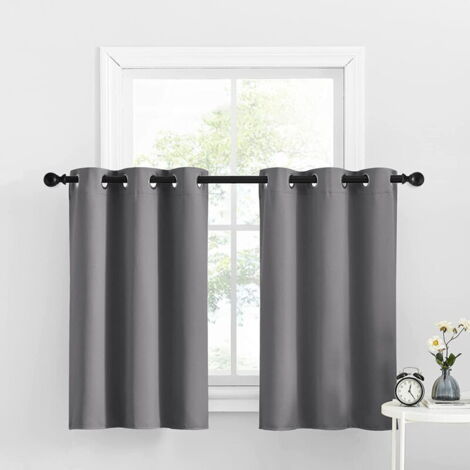 YMYNY Rideaux de cuisine occultants, rideaux isolants thermiques à œillets occultants (gris, 2 panneaux, 52 l x 36 L + 1,2 po de haut) (1/4)