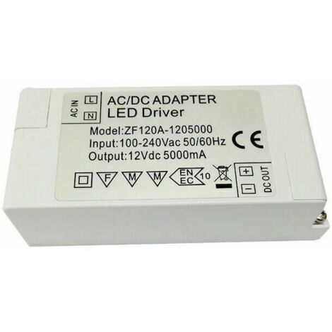 YMYNY Alimentation Led 12v, Transformateur Led 60w Ac 220v À 12v Dc 5a Transfo Led, Tension Constante Adaptateur Convertisseur Led Driver, Pour Bandes Led Et Ampoule Led Mr16 G4 Mr11 (Pack De 1) (1/4)