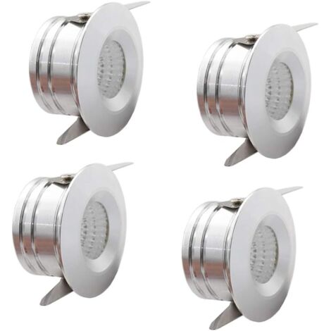 YMYNY Lot de 4 mini spots encastrables à LED en aluminium avec lumière blanche chaude de 3 W - Mini spot encastrable - Plafonnier - Avec transformateur (1/4)