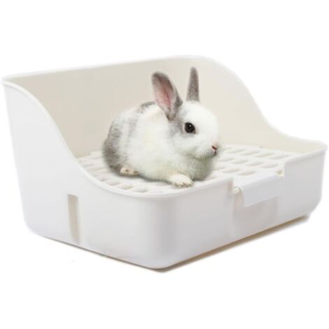 YMYNY Bac à litière lapin facile nettoyer pour apprendre à utiliser la toilette, pour petits animaux/cochons d'Inde/furets, blanc (1/4)