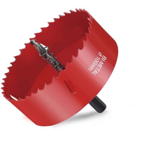 YMYNY Scie Cloche Bi-métal, Scie Cloche Bois Ø100mm, Scie Trépan avec Adaptateur Hexagonal et Foret de Centrage, pour Percer Plastique, PVC, Bois, Panneaux Fibres, Métal Souple (1/4)