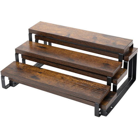 2Pcs Étagères à Épices en Bois, Porte-épices à 3 Niveaux, Organisateur de Cuisine, Étagère de Rangement pour Comptoir, Salle de bain, Bureau (1/3)