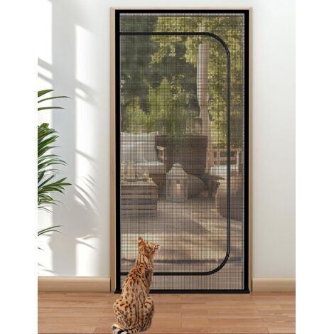 Moustiquaire pour chat, anti-moustiques, anti-chats, 80 x 200 cm, anti-rayures, avec fermeture éclair (noir) (1/5)
