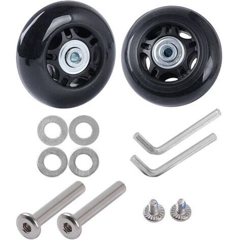 Lot de 2 roues de rechange pour valises, kit de réparation, essieux en caoutchouc, roues de rechange silencieuses pour bagages, accessoires de valises (68 x 6 x 24 mm, longueur de l'essieu : 35 mm)