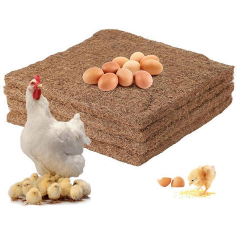 Tapis de nidification bruns pour poules, 25 cm x 25 cm, lot de 4. Faciles à nettoyer, ces tapis protègent les œufs. (1/5)