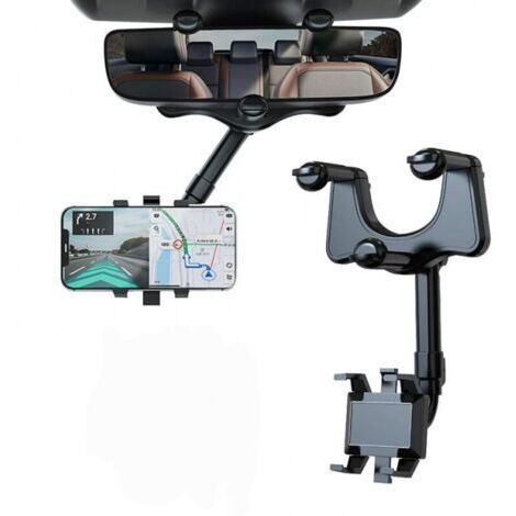 Support de téléphone de Voiture pour rétroviseur, Auto Support Téléphone Voiture Rotatif et Rétractable à 360° pour Tous Les Smartphones