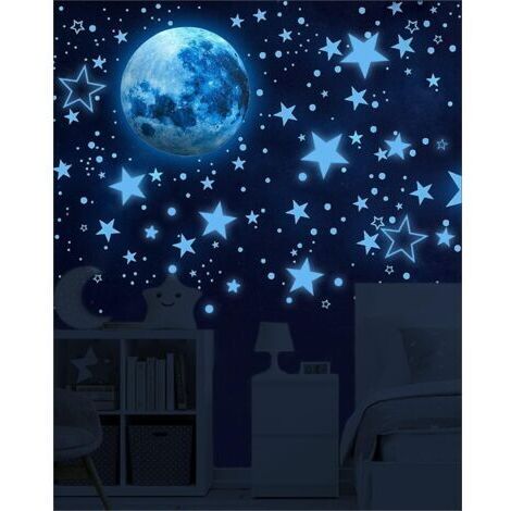 Autocollants fluorescents 1049 feuilles Étoiles phosphorescentes - autocollants pour enfants, plafond, autocollants fluorescents décoration de plafond chambre d'enfant (1/5)