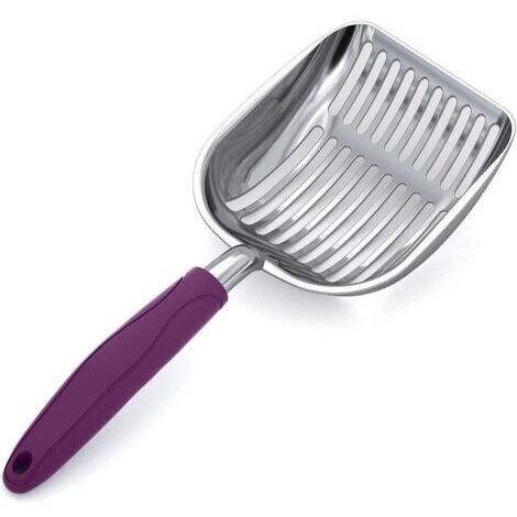 Cuillère de litière pour chat, couleur violette, 28 cm 10,8 cm 3,5 cm, 1 cuillère moyenne en aluminium métallique, bac à excréments pour chat (1/5)
