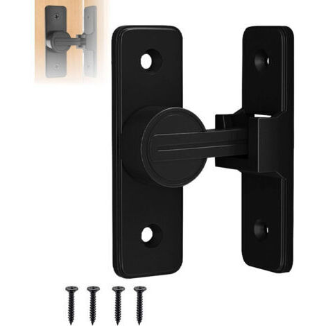 Verrou Serrure de Fermeture Porte Interieure Coulissante, 90° Loquet de Crochet a Porte Bascule, Verrou porte interieure, Noir