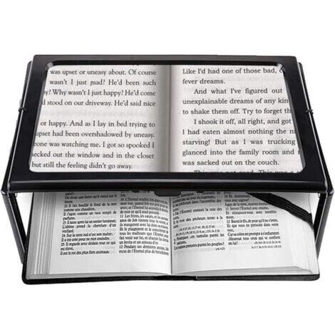 A4 Pleine Page Loupe de Lecture Loupe Sur Pied Rectangulaire Mains Libres avec 4 LED Lampe Lentille de Grossissement 3X pour Lire pour les Personnes âgées Les Aînés et Les Malvoyants de (1/5)