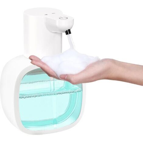 Distributeur de savon intelligent à capteur, modèle en mousse blanche, 9,3618 cm, à poser sur un bureau ou à fixer au mur avec capteur. (1/5)