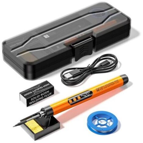 Kit fer à souder orange avec mini-écran numérique et cordon de recharge USB sans fil pour la réparation d'appareils électroménagers (1/5)