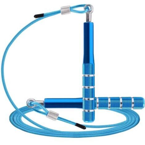 Corde à sauter en fil d'acier allié aluminium bleu, 3 m de long, 1 unité pour la remise en forme et la combustion des graisses. (1/5)
