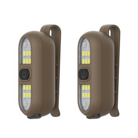 Lampe torche à clip, marron, 5,82,22,3 cm, lot de 2, lampe pour coureur/cycliste, lampe de sécurité rechargeable pour la marche nocturne, portable. (1/5)