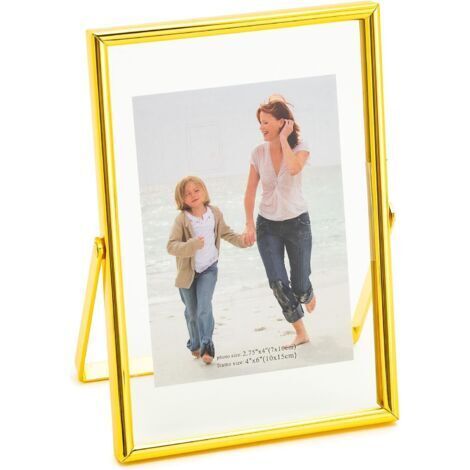 Cadre photo vertical flottant, cadre photo de table, badge porte-jarretelles, décoration de menu/mariage, fête, cérémonie, doré (1/5)