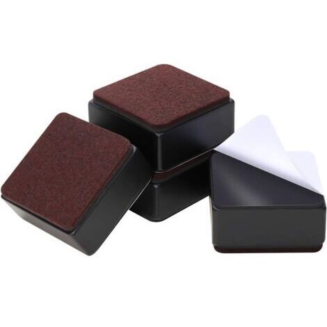 Rehausseurs de lit et de meubles de 3 cm, carrés et robustes, largeur 6 cm, hauteur supplémentaire de 3 cm, supporte 9 000 kg, protège les tapis et les sols des rayures (lot de 4, noir) (1/5)