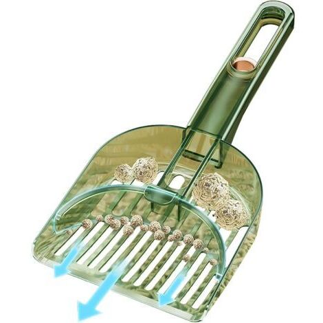 Pelle à litière pour chat en plastique deux en un, largeur réglable, équipée d'un déflecteur de tamisage, facile à nettoyer, peut être suspendue (1/5)