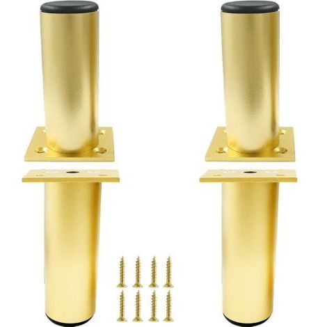 Lot de 4 pieds de meuble en alliage d'aluminium (hauteur 10 cm, diamètre 3,8 cm) réglables, pieds de canapé ronds en métal (doré) (1/5)