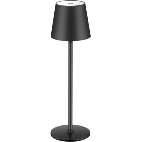 Lampe de bureau sans fil noire 10 x 10 x 38 cm, 1 LED, rechargeable, tactile, idéale pour les restaurants, les chambres et les bars.