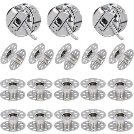 3 Pièces Boîte à Canette pour Machine à Coudre, 15 Pièces Bobine en Métal, Compatible pour Singer Janome Brother Machine à Coudre Domestique Standard