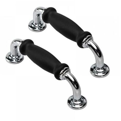 Lot de 2 poignées de porte vintage noires pour armoire, tiroir, meuble, distance entre les trous : 96 mm (1/4)