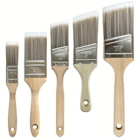 Ensemble de 5 pinceaux marron avec pinceau coudé et brosse de nettoyage pour le bricolage à domicile