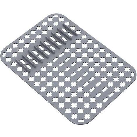 1pc Tapis d'évier, Tapis de Protection en Silicone, 40X29 CM PVC Cuisine Tapis D'évier Protecteur pour évier et évier avec Trous de Drainage (Gris)