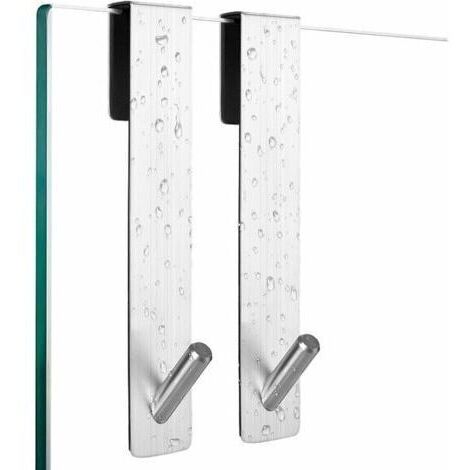 Crochets de douche, lot de 2 crochets, pour parois de douche, sans perçage, avec protection en mousse, crochets porte-serviettes en inox, crochets de douche pour peignoirs éponge
